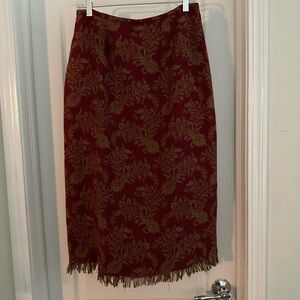 Elegant Red and Gold Patterned Skirt